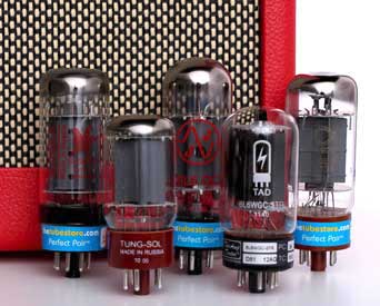 6L6 Audio Vacuum Tubes With Red Amp