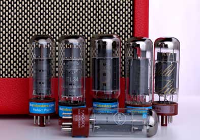 EL34 Audio Vacuum Tubes With Red Amp