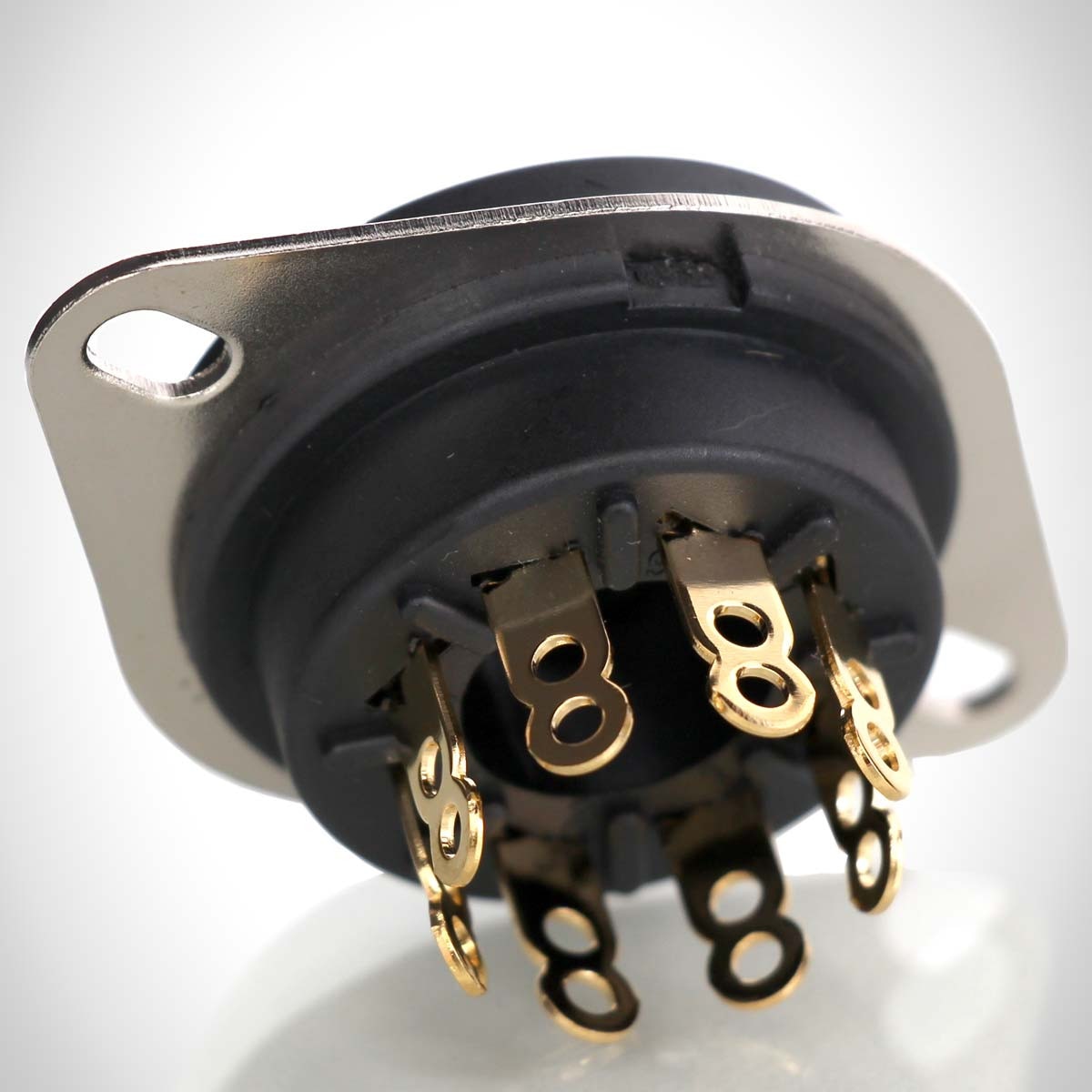 GOLD 8 PIN BELTON TUBE SOCKET W/ MOUNTING BRACKET